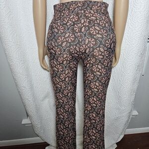 Anthropologie Floral Boot-Cut Pants in Brown and Pink